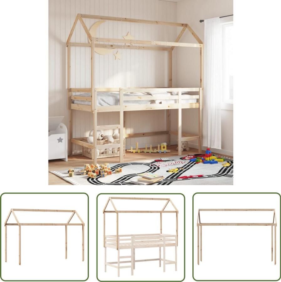 VidaXL Houten Bedhuisje Kinderbedhuisje 207x80 5x151 5 cm massief grenenhout Kinderkamer Decoratie Speelgoed Hut Kids Bed Tent