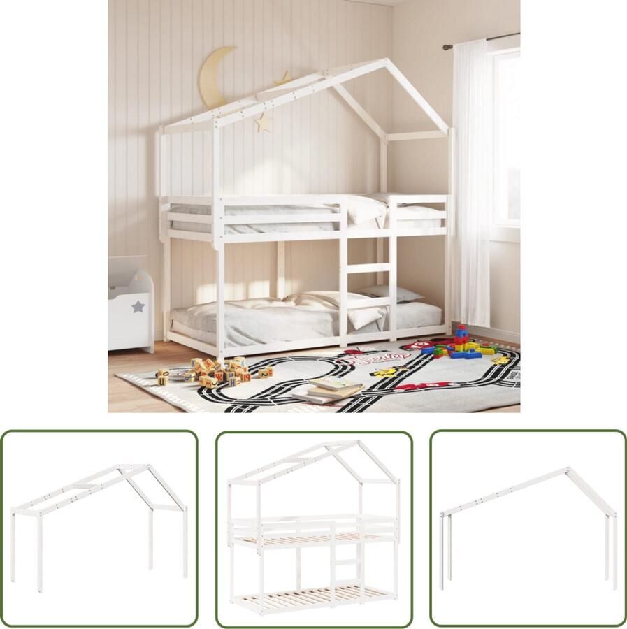 VidaXL Houten Bedhuisje Kinderbedhuisje 213x95 5x144 5 cm massief grenenhout wit Kids Bedhouse Speelgoed Kamer Kindermeubilair