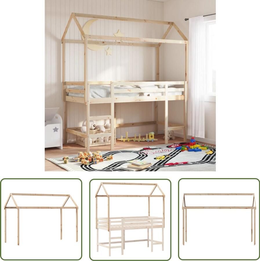 VidaXL Houten Bedhuisje Kinderbedhuisje 217x95 5x159 cm massief grenenhout Kindermeubilair Speelgoed Kamer Kids Decoratie