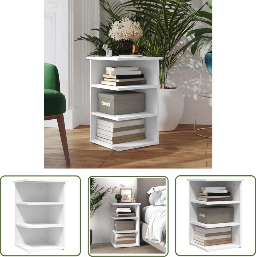 VidaXL Bijzetkast 35x35x55 cm bewerkt hout wit Bijzetkast Houten Bijzetkast Wit Bijzetkast Salontafel Tv Tafel