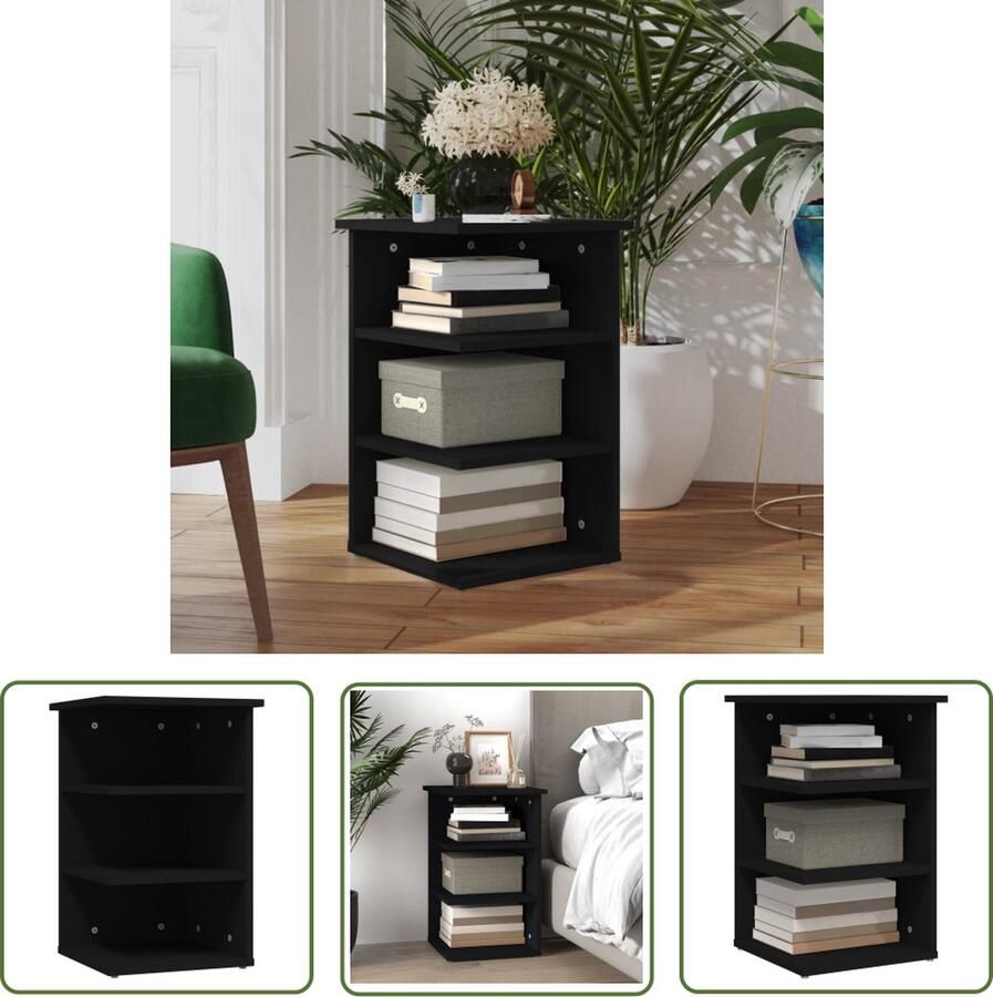 VidaXL Bijzetkast 35x35x55 cm bewerkt hout zwart Bijzetkast Houten Bijzetkast Side Table Salontafel Nachtlamp Tafeltje