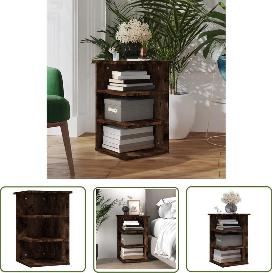VidaXL Houten Bijzetkast Bijzettafel Bijzetkast 35x35x55 cm bewerkt hout gerookt eikenkleurig Bruine Bijzetkast Vintage Bijzetkast Salontafel