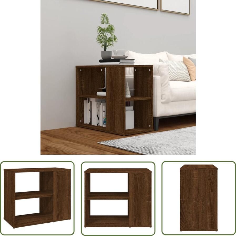 VidaXL Bijzetkast 60x30x50 cm bewerkt hout bruin eikenkleur Bruine Bijzetkast Houten Bijzetkast Bruine Eiken Kast Bijzettafel Salontafel