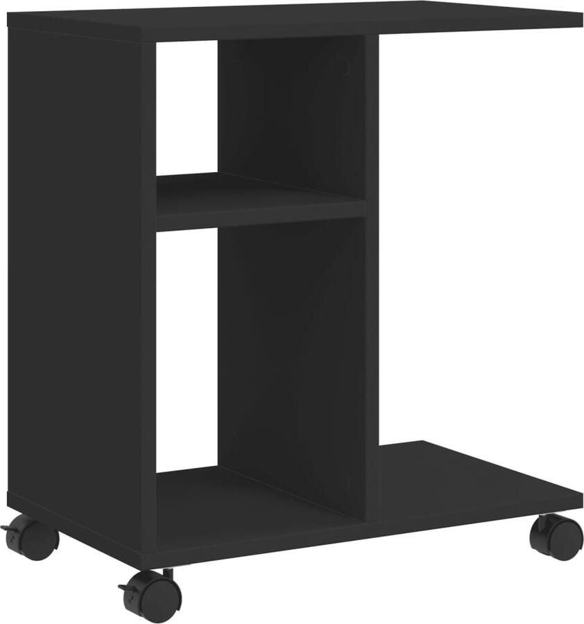 VidaXL Bijzettafel met wieltjes 50x30x55 cm hout zwart Bijzettafel Houten Bijzettafel Zwarte Bijzettafel Kleine Bijzettafel Multifunctionele Bijzettafel