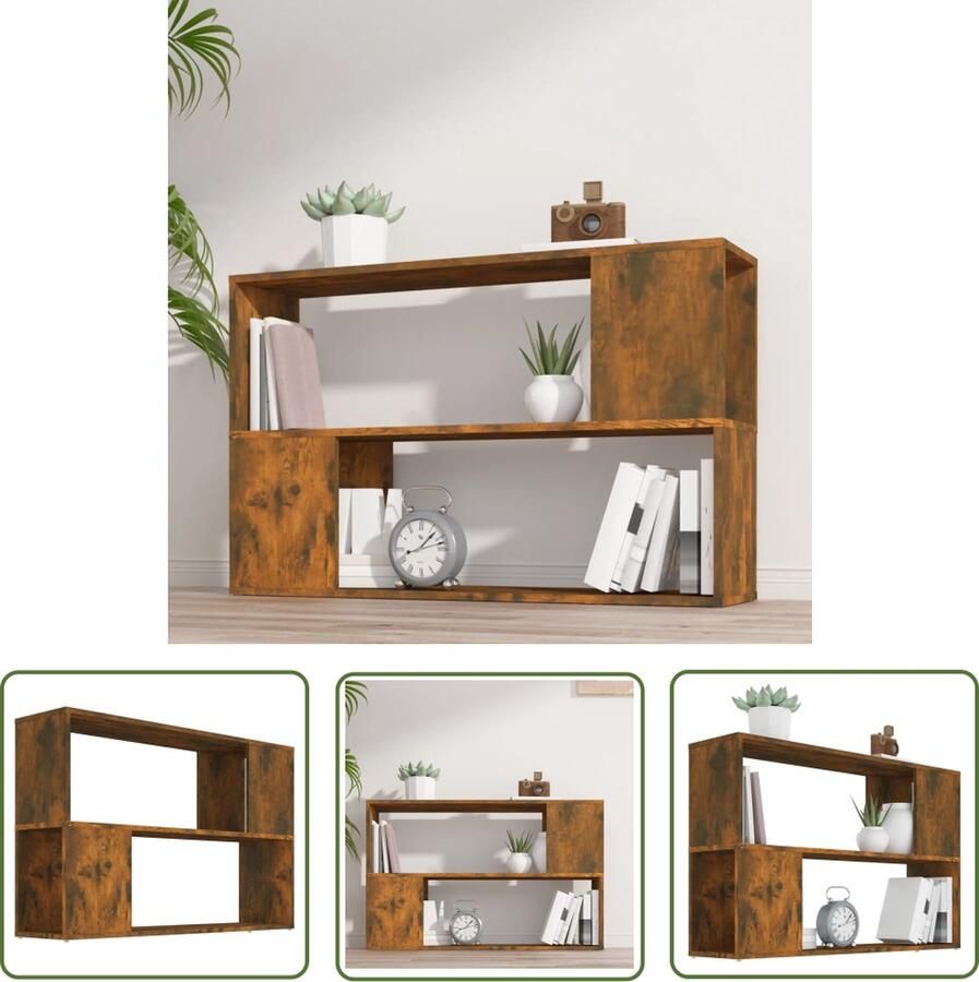 The Living Store Boekenkast 100x24x63 cm bewerkt hout gerookt eikenkleurig Boekenkast Houten Boekenkast Modern Boekenrek Bruine Boekenkast Ingerichtingstip - Foto 2