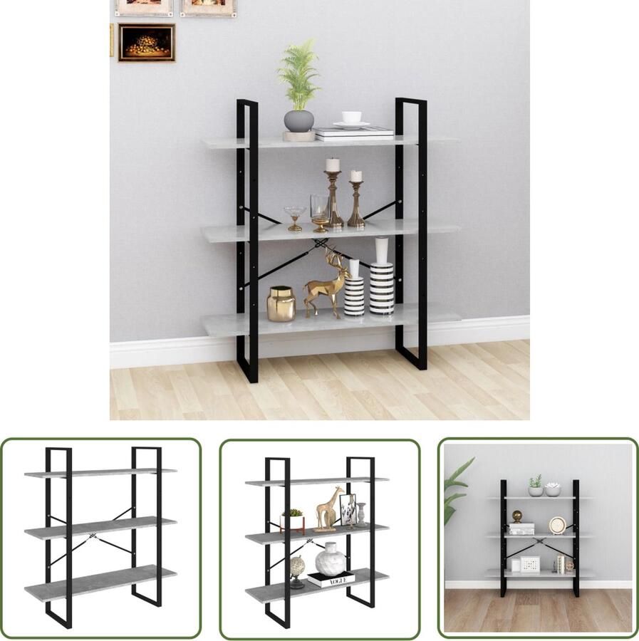 The Living Store Boekenkast Betongrijs 100 x 30 x 105 cm Montage vereist Boekenkast Houten Boekenkast Grijze Boekenkast Industrieel Boekenkast Moderne Boekenkast - Foto 2