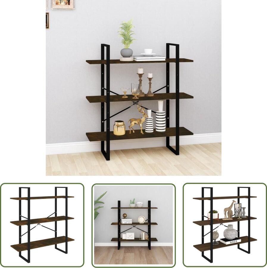 The Living Store Boekenkast 100x30x105 cm bewerkt hout gerookt eikenkleurig Boekenkast Houten Boekenkast Boekenplank Opslagruimte Livingroom Furniture - Foto 2