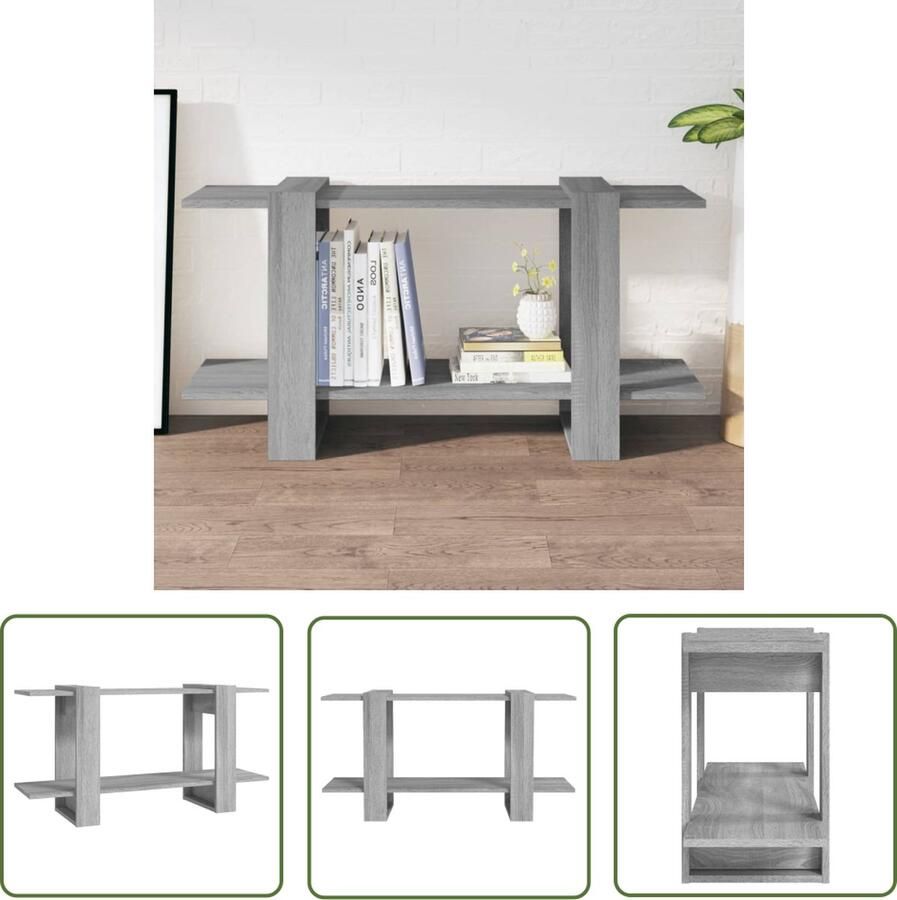 The Living Store Boekenkast Strak 100x30x51 cm Grijs Sonoma Eiken Montage vereist Boekenkast Houten Boekenkast Grijze Boekenkast Boekenplank Salontafel - Foto 2