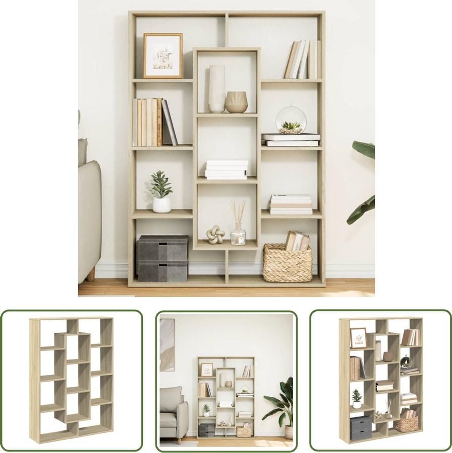 The Living Store Boekenkast 102x29x143 cm bewerkt hout sonoma eikenkleurig Boekenkast Houten Boekenkast Sonoma Eiken Bibliotheekkast Opbergkast