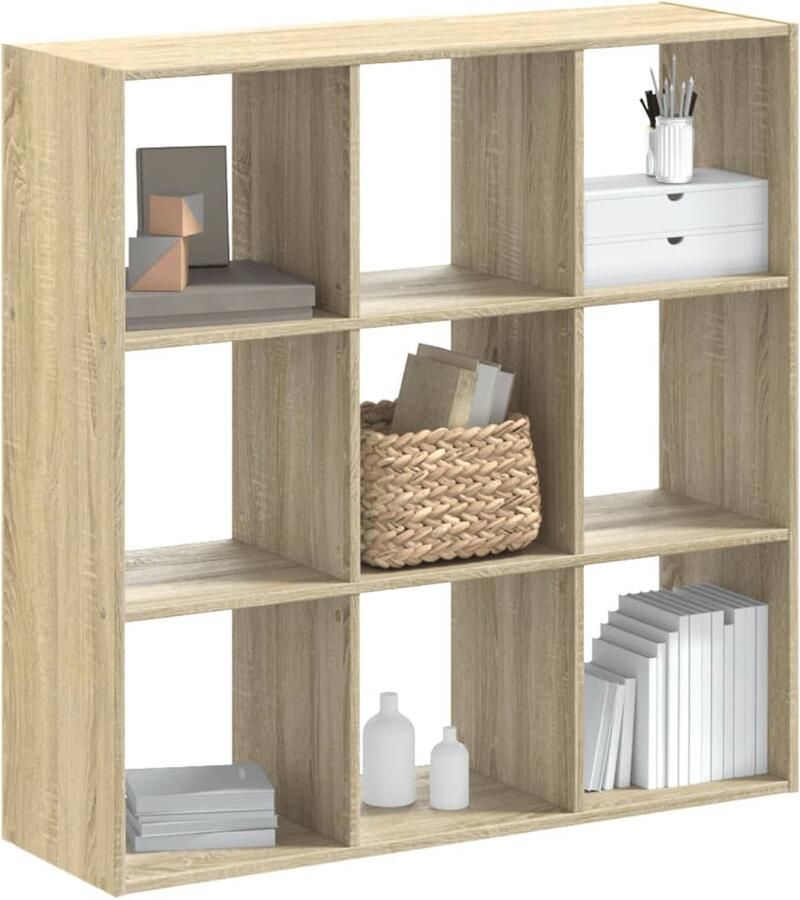 The Living Store Boekenkast 102x32x102 cm bewerkt hout sonoma eikenkleurig Boekenkast Houten Boekenkast Boekenplank Opslagruimte Kamer Divider - Foto 3