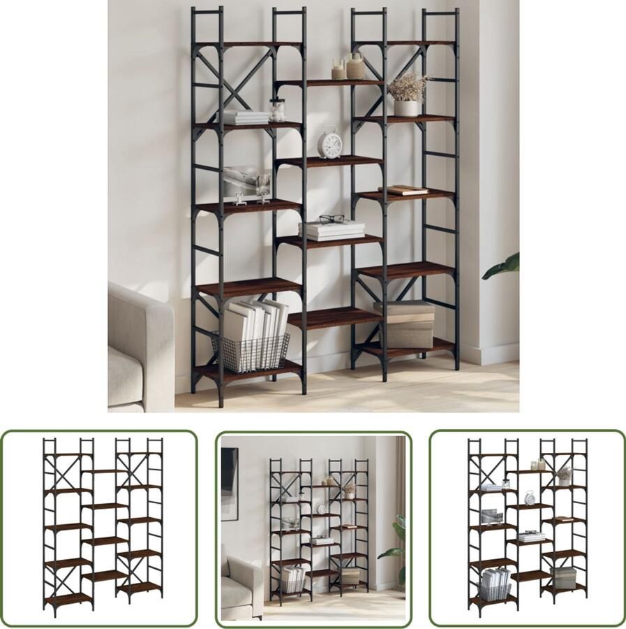 VidaXL Boekenkast 127 5x28 5x172 5 cm bewerkt hout bruin eikenkleur Boekenkast Houten Boekenkast Bruine Boekenkast Vintage Boekenkast Moderne Boekenkast