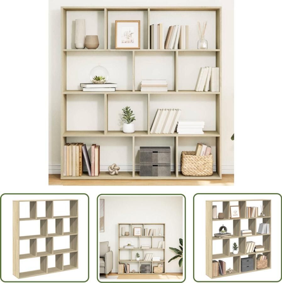 The Living Store Boekenkast 132x29x141 5 cm bewerkt hout sonoma eikenkleurig Boekenkast Houten Boekenkast Sonoma Eiken Bibliotheekkast Opslagkast