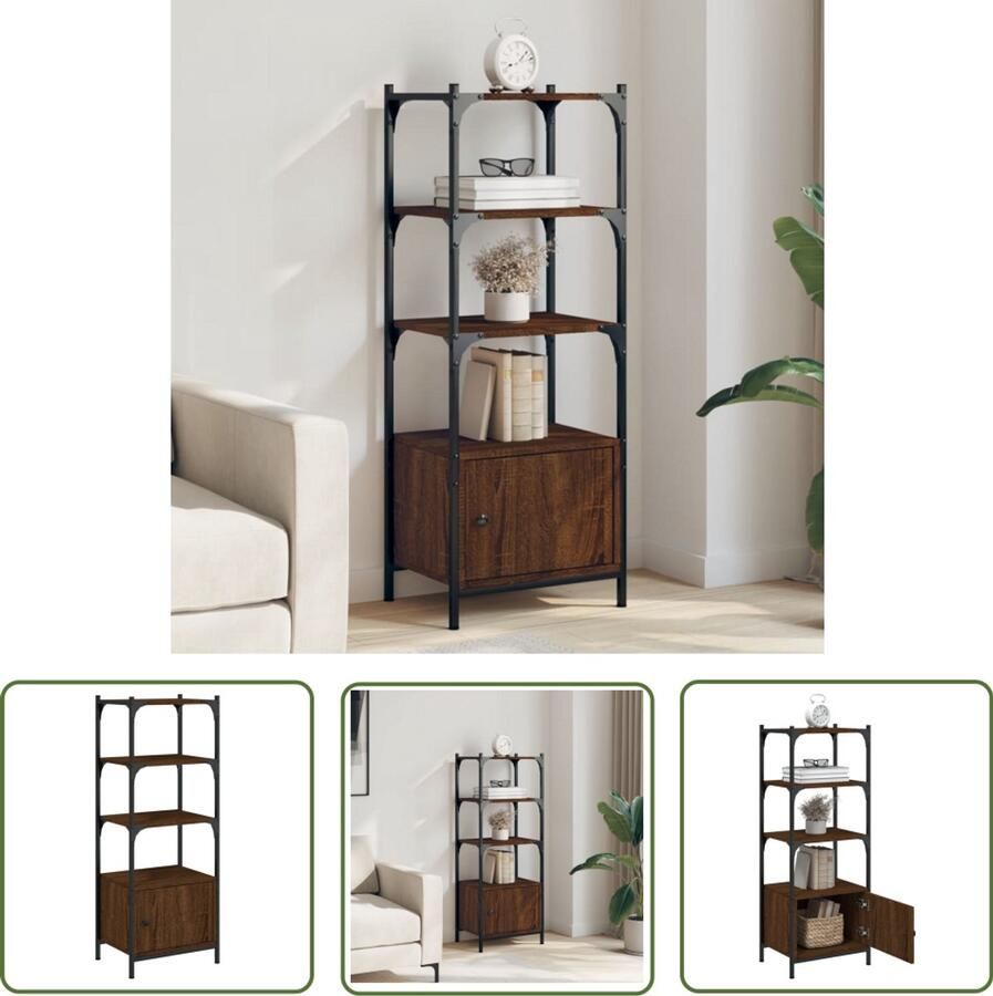 The Living Store Boekenkast 3-laags 41x30x109 5 cm bewerkt hout bruineikenkleur Boekenkast Houten Boekenkast Bruine Boekenkast Vintage Boekenkast Bibliotheekkast