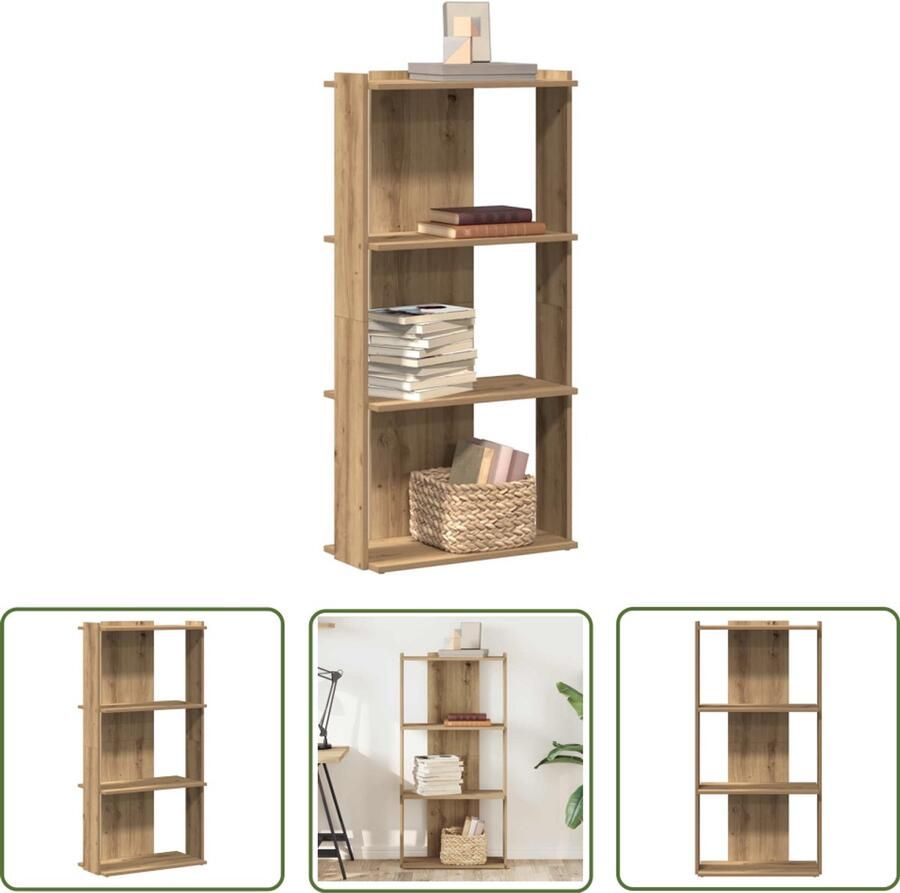 VidaXL Boekenkast 3-laags 60x30x120 cm bewerkt hout artisanaal eiken Boekenkast Houten Boekenkast Eiken Boekenkast Vintage Boekenkast Industriële Boekenkast