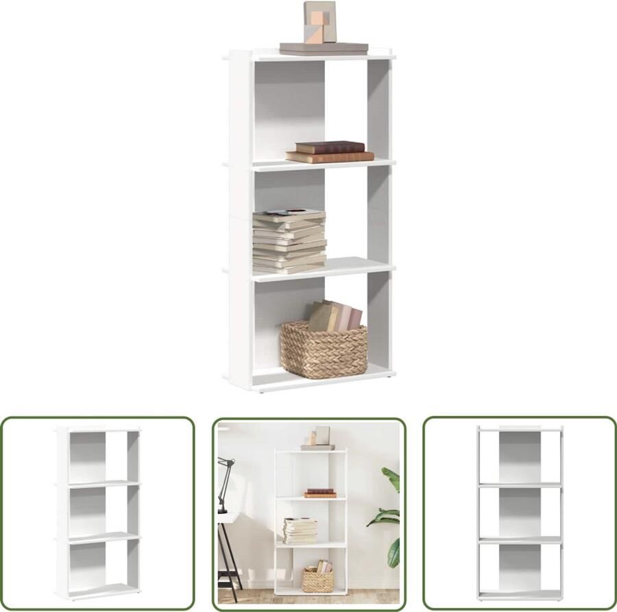 VidaXL Boekenkast 3-laags 60x30x120 cm bewerkt hout wit Boekenkast Houten Boekenkast Tv Kast Display Case Woonaccessoires