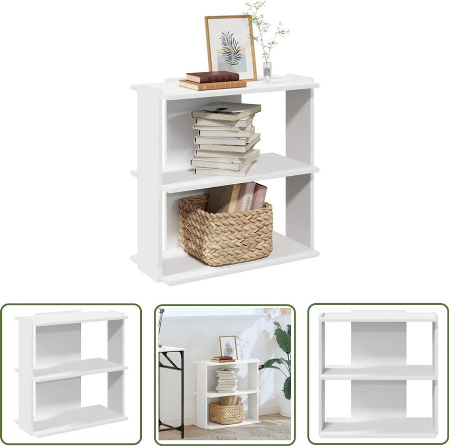The Living Store Boekenkast 3-laags 60x30x60 cm bewerkt hout wit Boekenkast Houten Boekenkast Bibliotheekkast Opslagoplossing Interieuraccessoires