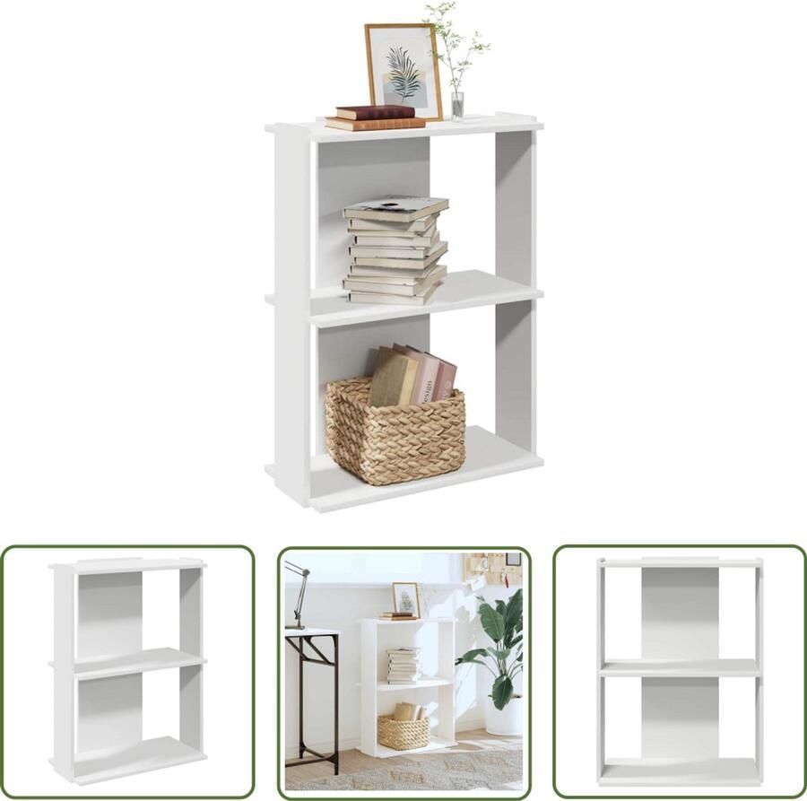 The Living Store Boekenkast 3-laags 60x30x80 cm bewerkt hout wit Boekenkast Houten Boekenkast Boekenplank Opslagkast Woonaccessoires