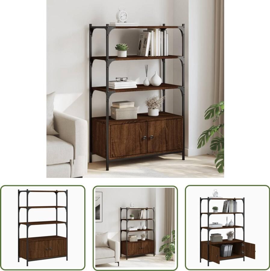The Living Store Boekenkast 3-laags 70x30x109 5 cm bewerkt hout bruineikenkleur Boekenkast Houten Boekenkast Bruine Boekenkast Vintage Boekenkast Boekenplank