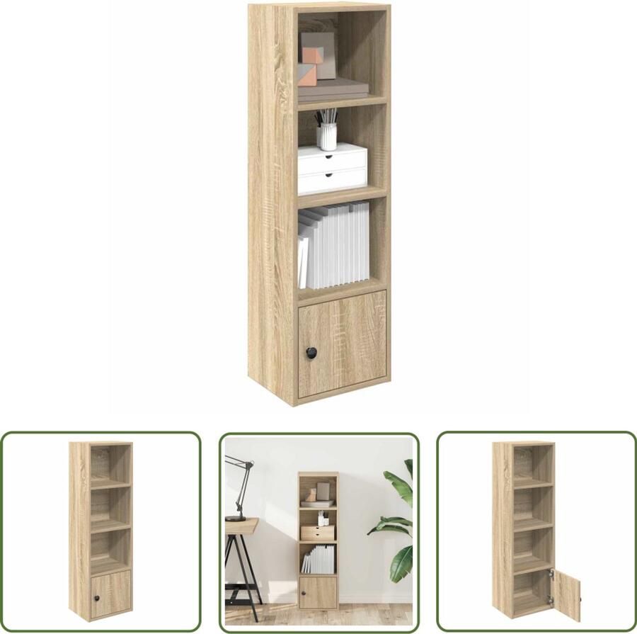 The Living Store Boekenkast 31x24x102 cm bewerkt hout sonoma eikenkleurig Boekenkast Houten Boekenkast Boekenrek Opslagkast Salontafel