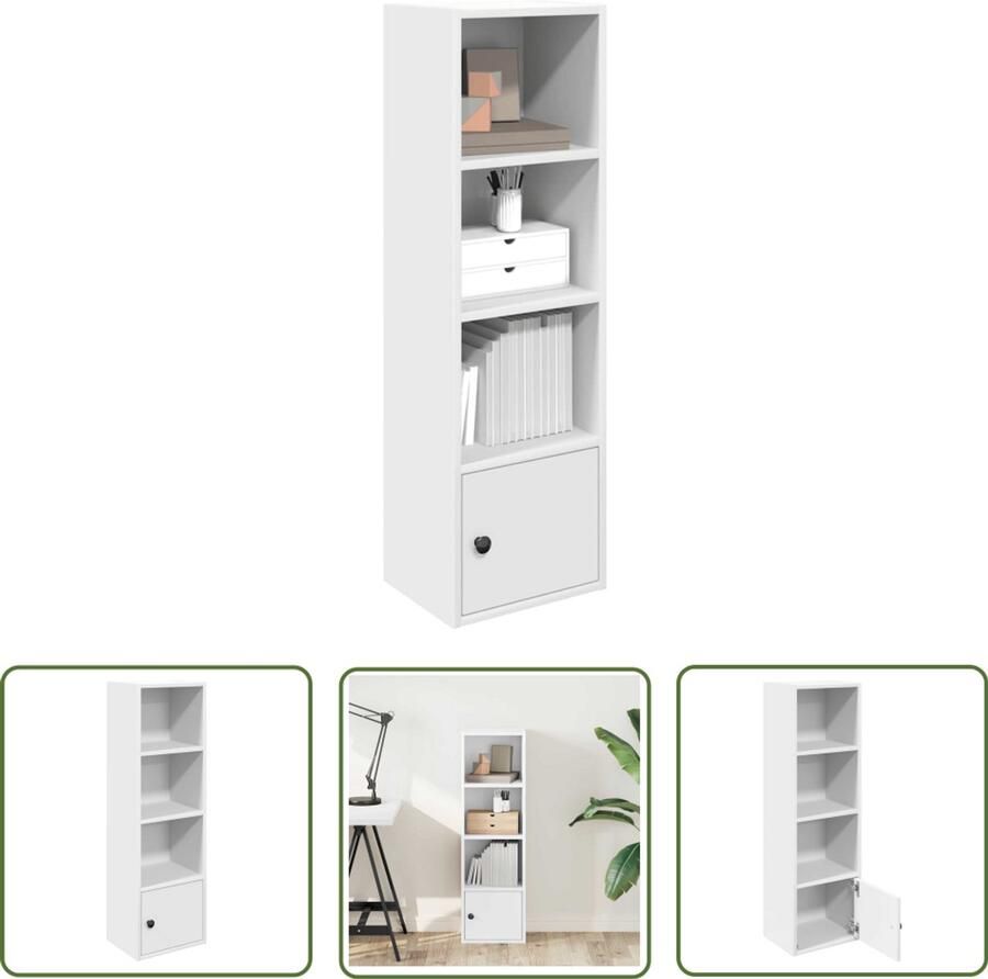 The Living Store Boekenkast 31x24x102 cm bewerkt hout wit Boekenkast Houten Boekenkast Wit Boekenkast Opbergkast Bibliotheekkast