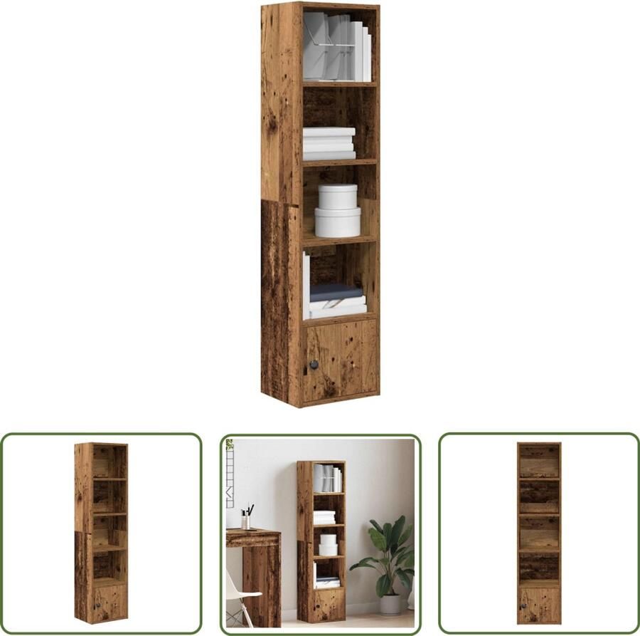VidaXL Boekenkast 31x24x127 cm bewerkt hout oud houtkleurig Boekenkast Houten Boekenkast Vintage Boekenkast Bibliotheekkast Opslagkast