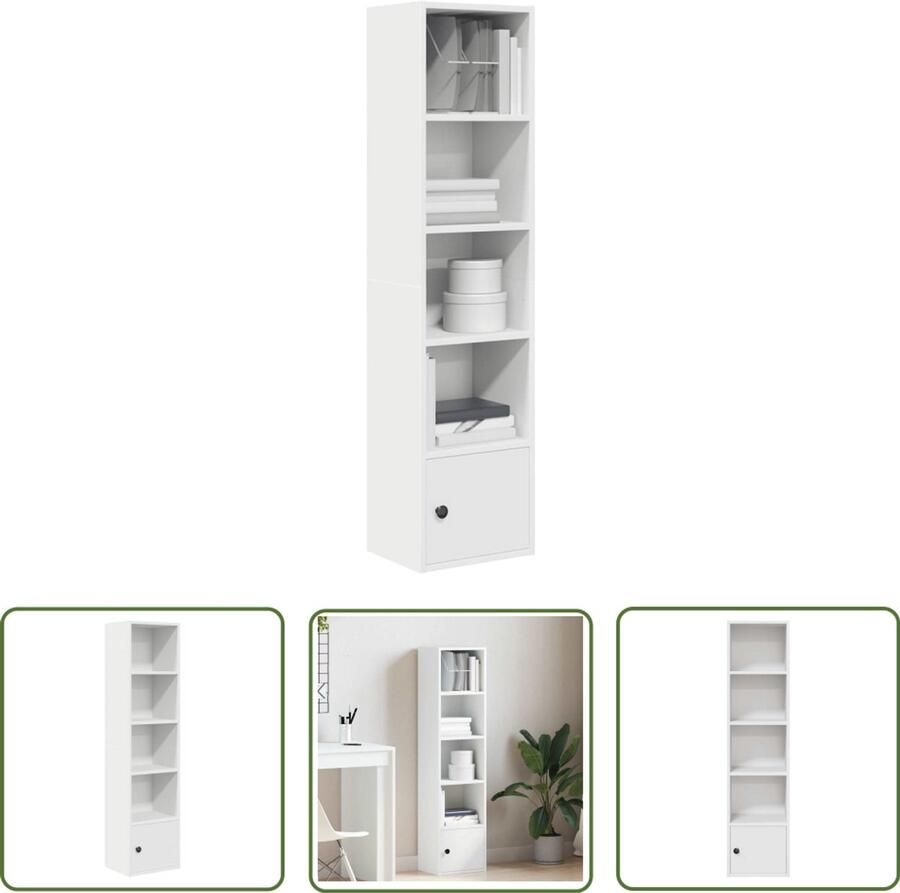 VidaXL Boekenkast 31x24x127 cm bewerkt hout wit Boekenkast Houten Boekenkast Wit Boekenkast Bibliotheekkast Opbergkast