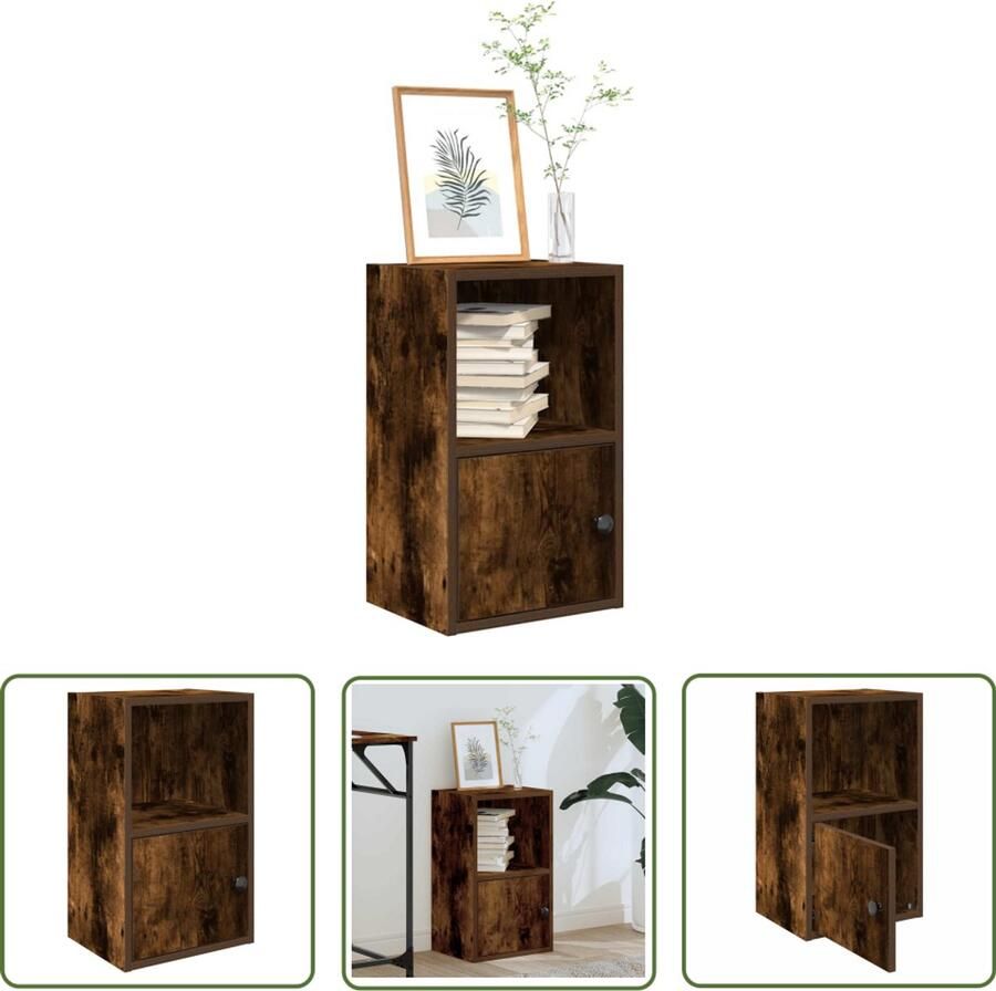 The Living Store Boekenkast 31x24x52 cm bewerkt hout gerookt eikenkleurig Boekenkast Houten Boekenkast Boekenplank Opslagkast Vintage Boekenkast