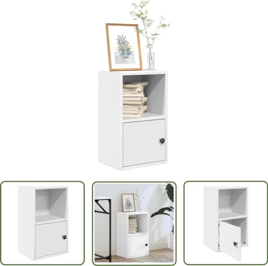 The Living Store Boekenkast 31x24x52 cm bewerkt hout wit Boekenkast Houten Boekenkast Boekenplank Opslagoplossing Woonaccessoires