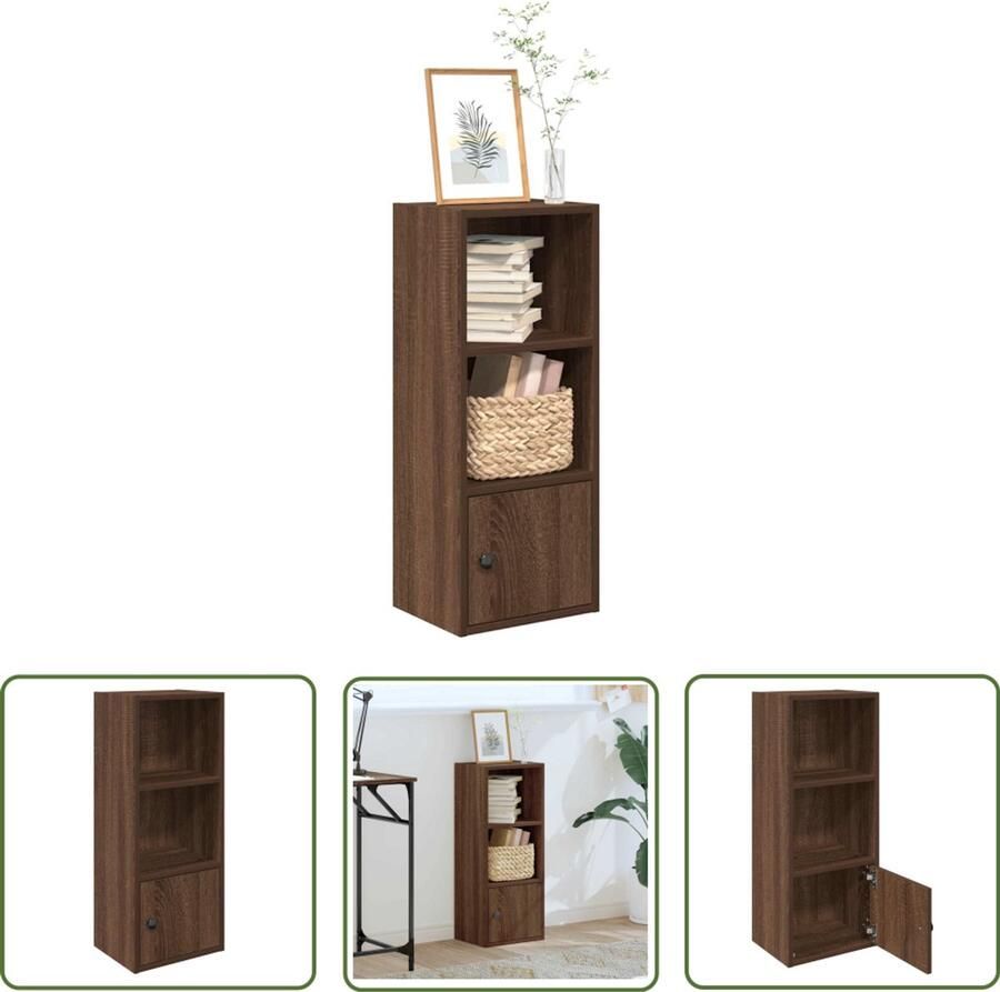 The Living Store Boekenkast 31x24x77 cm bewerkt hout bruin eikenkleurig Boekenkast Houten Boekenkast Bibliotheekkast Opslagoplossing Decoratief Meubel