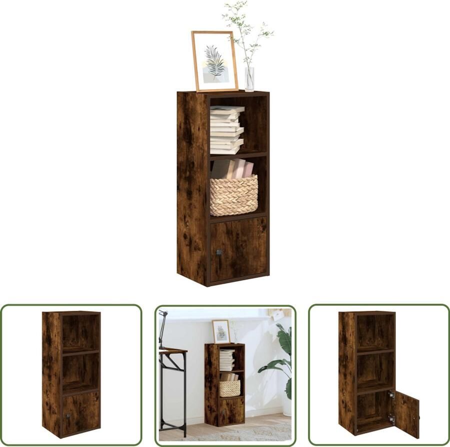 The Living Store Boekenkast 31x24x77 cm bewerkt hout gerookt eikenkleurig Boekenkast Houten Boekenkast Vintage Boekenkast Bibliotheekkast Opbergkast