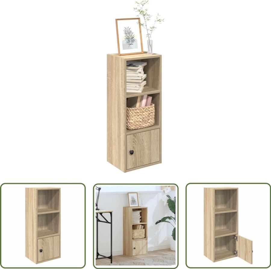 The Living Store Boekenkast 31x24x77 cm bewerkt hout sonoma eikenkleurig Boekenkast Houten Boekenkast Boekenplank Opslagoplossing Salontafel