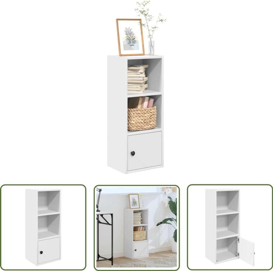 The Living Store Boekenkast 31x24x77 cm bewerkt hout wit Boekenkast Houten Boekenkast Bibliotheekkast Opslagkast Vintage Boekenkast