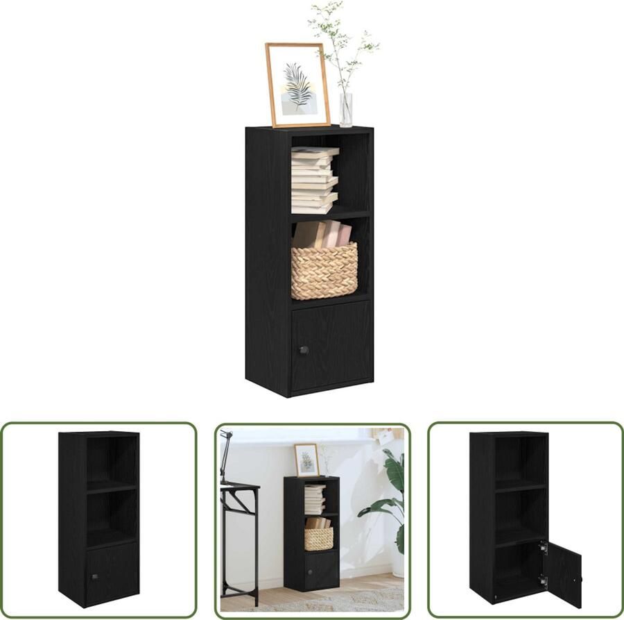 The Living Store Boekenkast 31x24x77 cm bewerkt hout zwart eikenkleurig Boekenkast Houten Boekenkast Zwarte Boekenkast Boekenplank Opslagoplossing