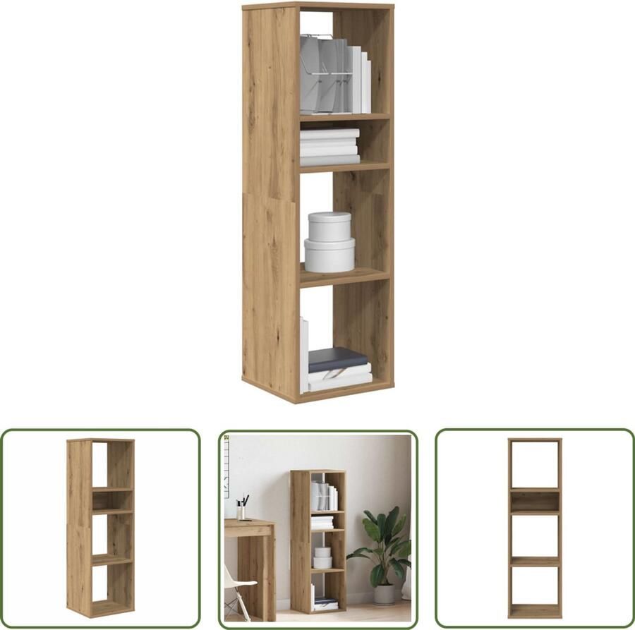 The Living Store Boekenkast 34x31x112 cm bewerkt hout artisanaal eikenkleur Boekenkast Houten Boekenkast Bibliotheekkast Opslagkast Woonaccessoires