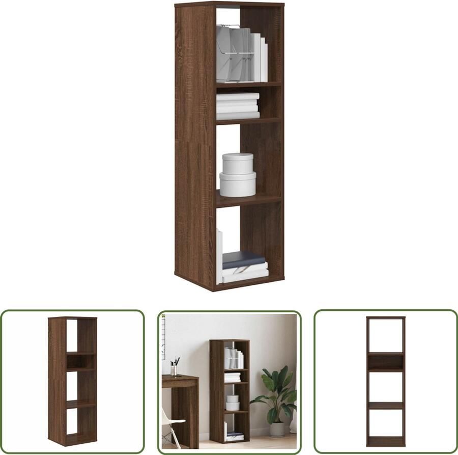 The Living Store Boekenkast 34x31x112 cm bewerkt hout bruin eikenkleur Boekenkast Houten Boekenkast Boekenrek Bibliotheekkast Opslagoplossing