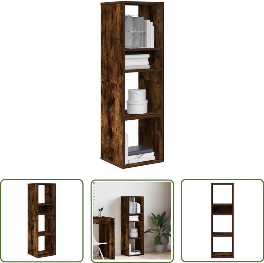 The Living Store Boekenkast 34x31x112 cm bewerkt hout gerookt eikenkleurig Boekenkast Houten Boekenkast Boekenrek Wandkast Opslagkast