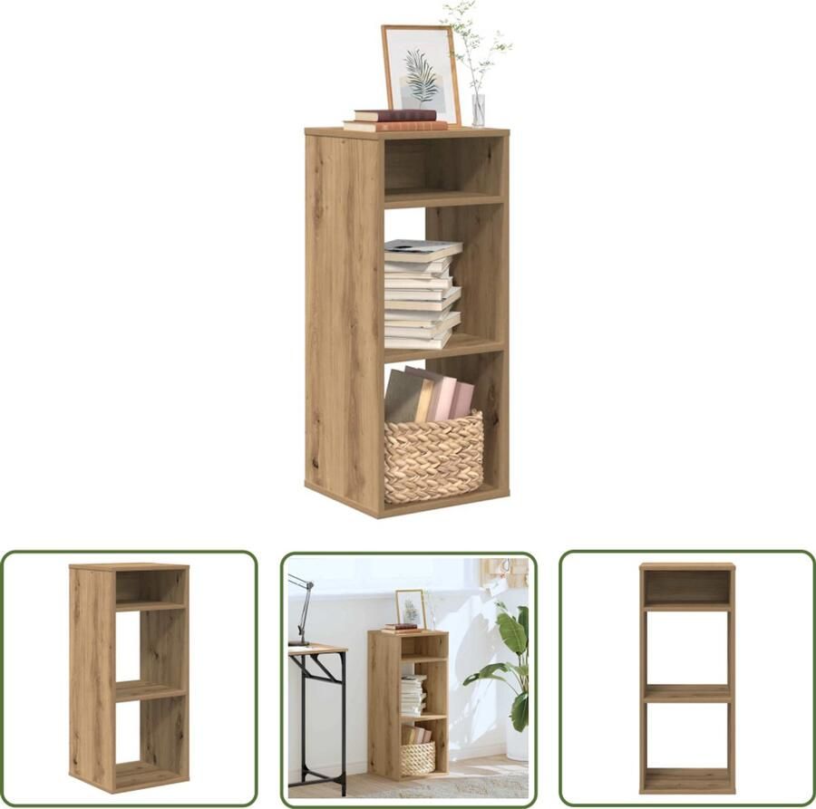 The Living Store Boekenkast 34x31x80 cm bewerkt hout artisanaal eikenkleur Boekenkast Houten Boekenkast Bibliotheekkast Opslagoplossing Woonaccessoires