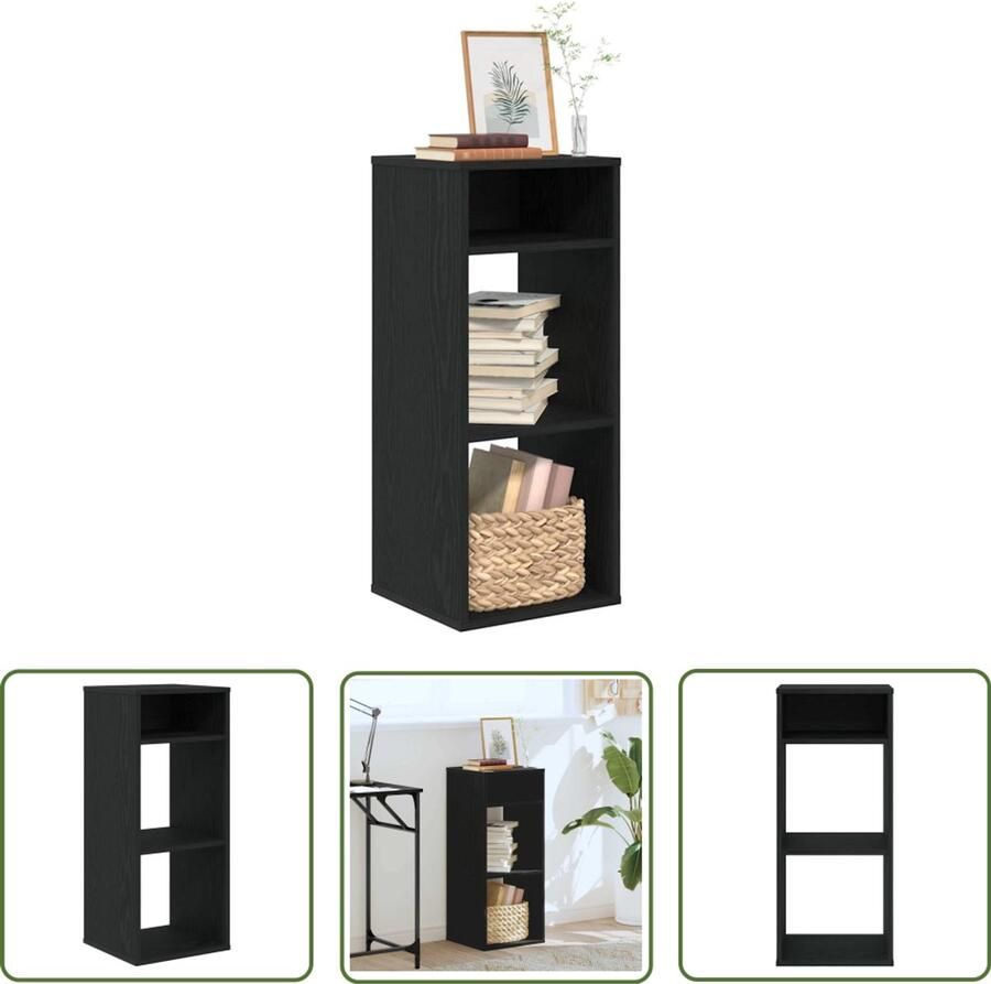 The Living Store Boekenkast 34x31x80 cm bewerkt hout zwart Boekenkast Houten Boekenkast Boekenplank Wandkast Opslagruimte