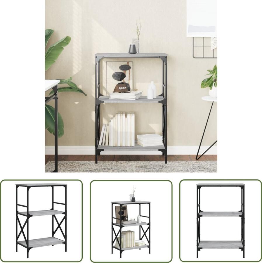 The Living Store Boekenkast Grijs Sonoma Eiken 59x35x90.5 cm Duurzaam materiaal Boekenkast Houten Boekenkast Grijze Boekenkast Bibliotheek Meubilair Woonaccessoires