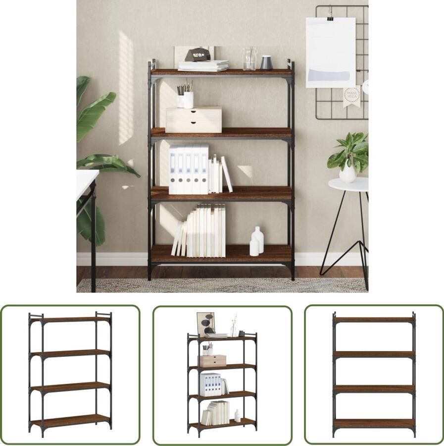VidaXL Boekenkast 4-laags 80x30x120 cm bewerkt hout bruin eikenkleur Boekenkast Houten Boekenkast Bruine Boekenkast Vintage Boekenkast Bibliotheekkast