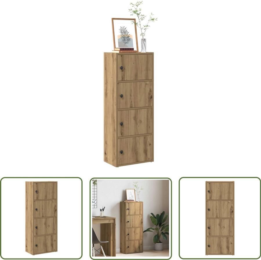 VidaXL Boekenkast 40x24x102 cm bewerkt hout artisanaal eikenkleurig Boekenkast Houten Boekenkast Bibliotheekkast Opslagoplossing Decoratieve Boekenkast