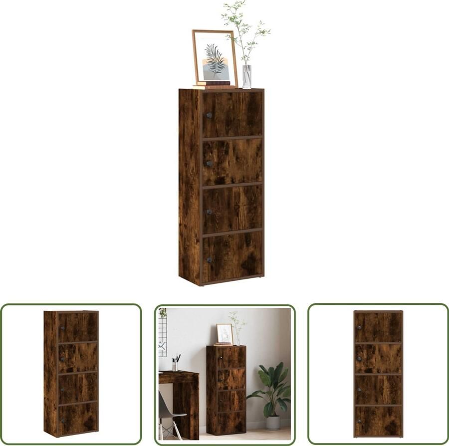 The Living Store Boekenkast 40x24x102 cm bewerkt hout gerookt eikenkleurig Boekenkast Houten Boekenkast Bibliotheekkast Opbergkast Vintage Boekenkast
