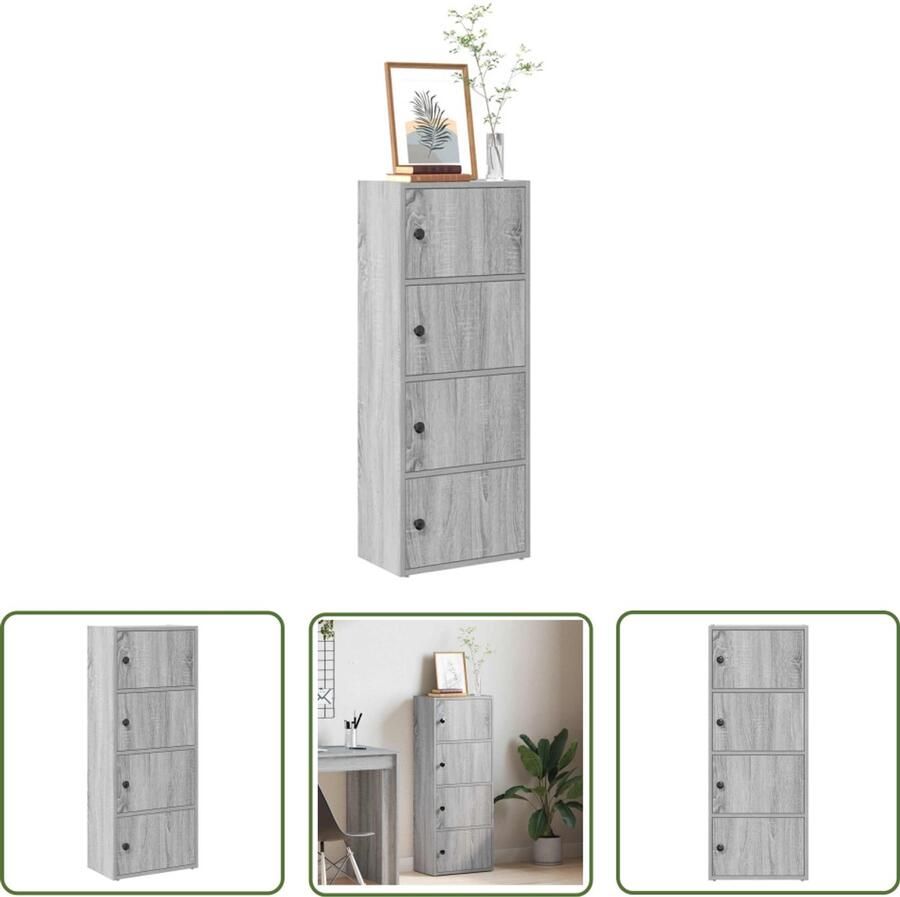 The Living Store Boekenkast 40x24x102 cm bewerkt hout grijs sonoma eikenkleurig Boekenkast Houten Boekenkast Grijze Boekenkast Bibliotheekkast Opslagkast