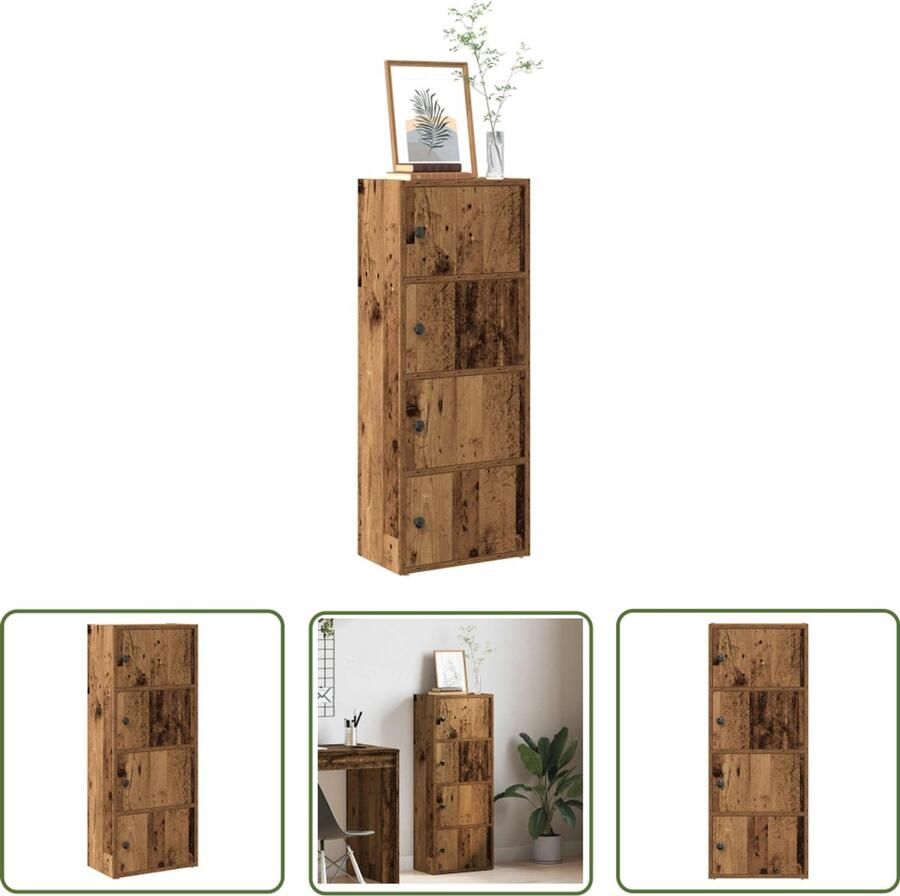 VidaXL Boekenkast 40x24x102 cm bewerkt hout oud houtkleurig Boekenkast Houten Boekenkast Vintage Boekenkast Bibliotheekkast Opbergkast