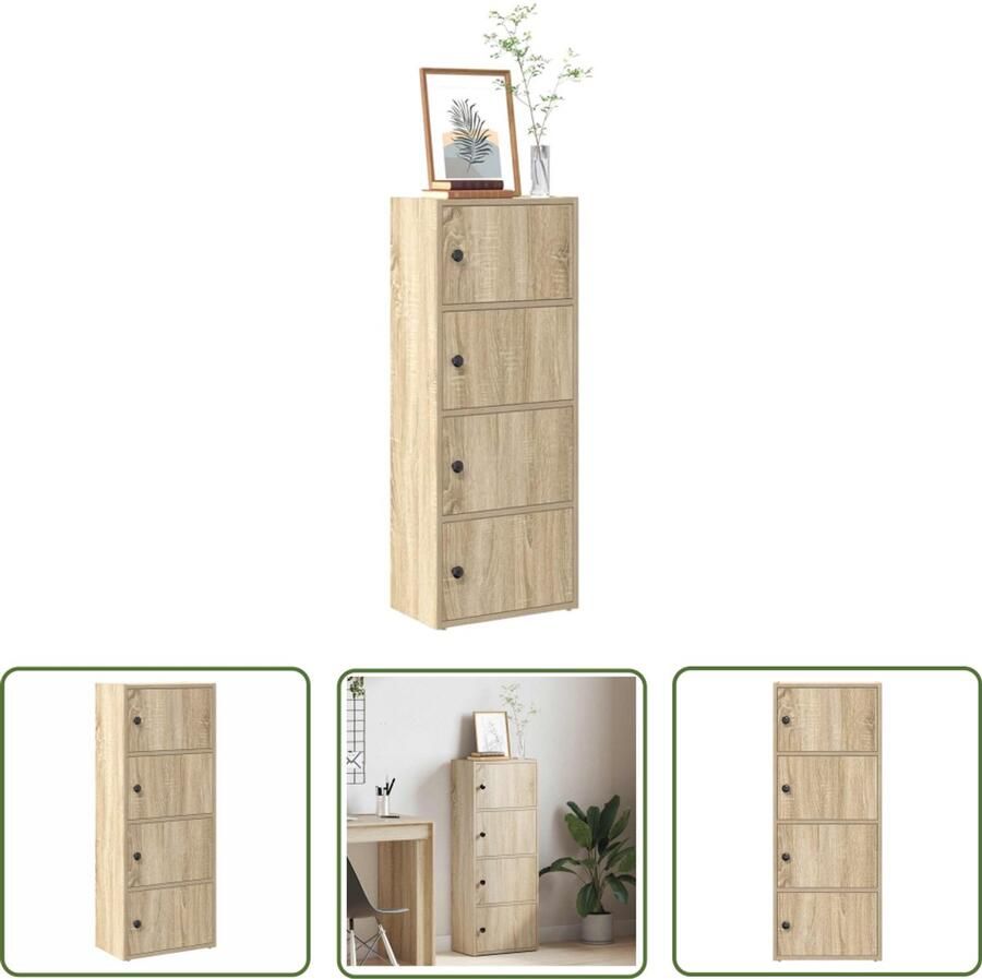 VidaXL Boekenkast 40x24x102 cm bewerkt hout sonoma eikenkleurig Boekenkast Houten Boekenkast Boekenplank Opslagoplossing Salontafel