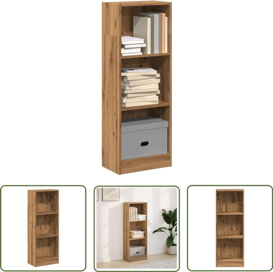 The Living Store Boekenkast 40x24x109 cm bewerkt hout artisanaal eikenkleurig Boekenkast Houten Boekenkast Opslagoplossing Bibliotheekkast Livingroom Furniture