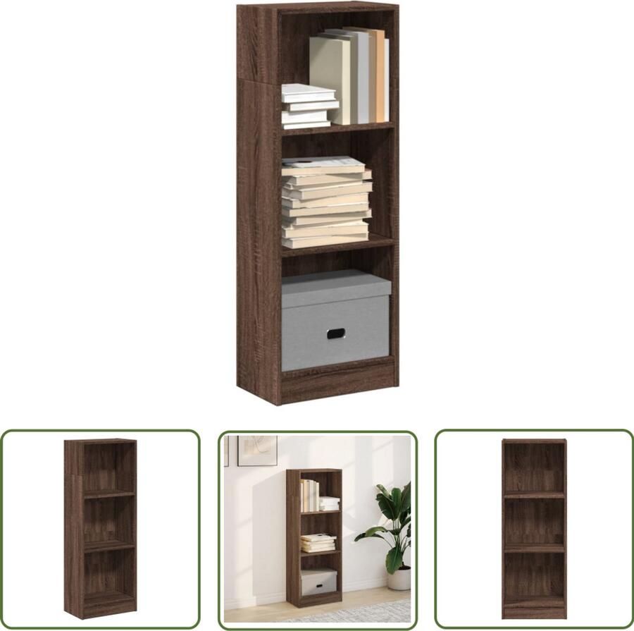 The Living Store Boekenkast 40x24x109 cm bewerkt hout bruin eikenkleurig Boekenkast Houten Boekenkast Opbergkast Bibliotheekkast Vintage Boekenkast