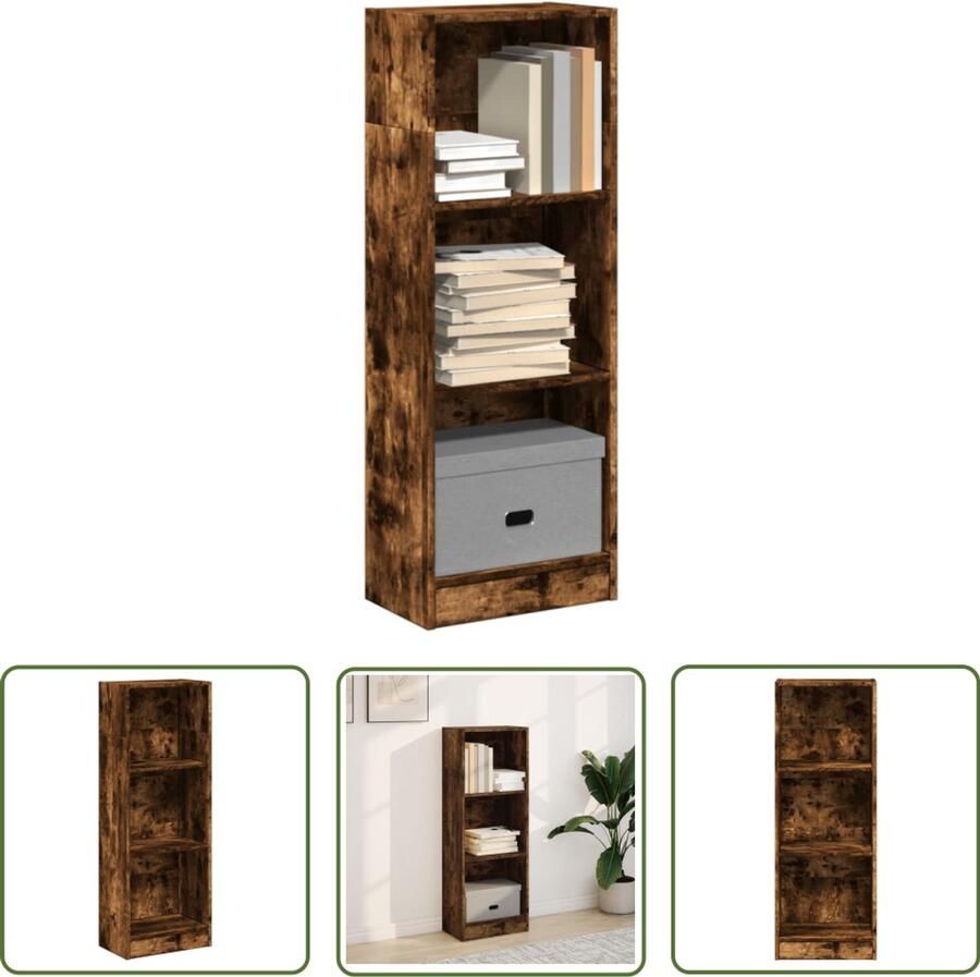 The Living Store Boekenkast 40x24x109 cm bewerkt hout gerookt eikenkleurig Boekenkast Houten Boekenkast Opbergkast Bibliotheekkast Livingroom Furniture