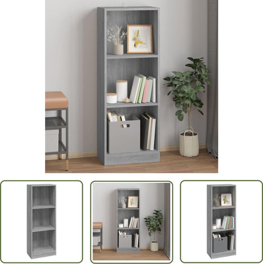 The Living Store Boekenkast 40x24x109 cm bewerkt hout grijs sonoma eikenkleurig Boekenkast Houten Boekenkast Grijze Boekenkast Bibliotheekkast Opslagmeubel - Foto 2