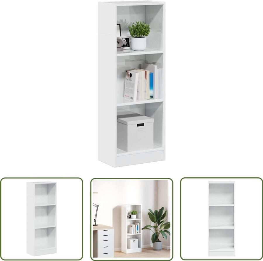 The Living Store Boekenkast 40x24x109 cm bewerkt hout hoogglans wit Boekenkast Houten Boekenkast Witte Boekenkast Modern Boekenrek Opbergkast